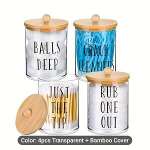 New Set of 4 Banboo Lided Jars